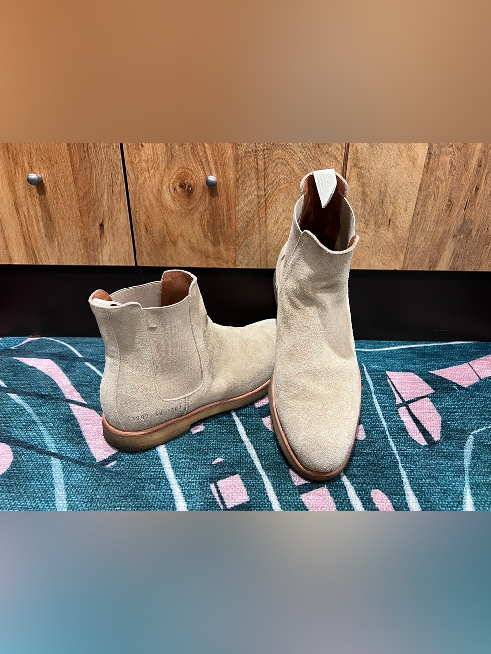 Common Projects Sand Suede Leather Chelsea Boot With Gum Sole